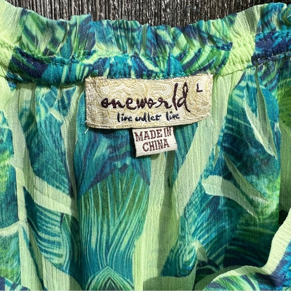 One World Layered Sheer Top Green - Picture 3 of 7